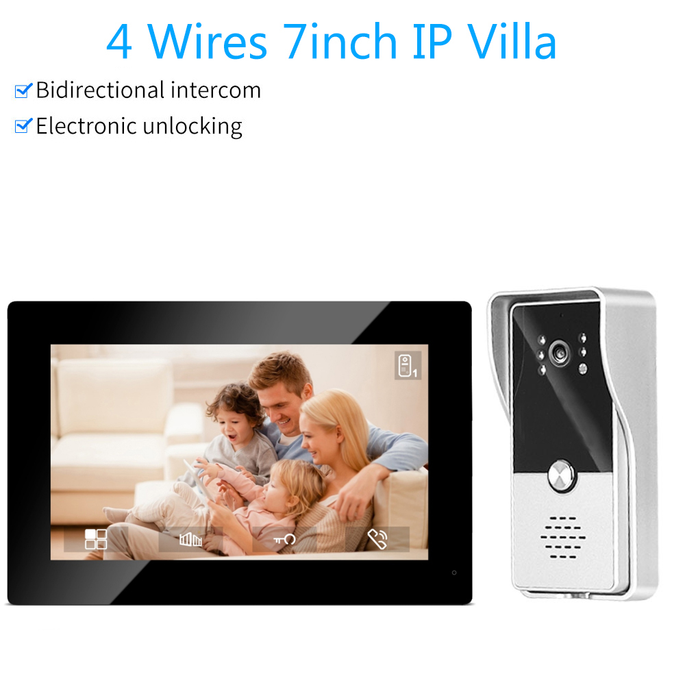 Smart Doorbell Wired - 7 インチカラー有線ビデオインターホンシステムビジュアルドアホンカメラビデオドアベルドアホンキット家庭用 IP ヴィラアパート M72T