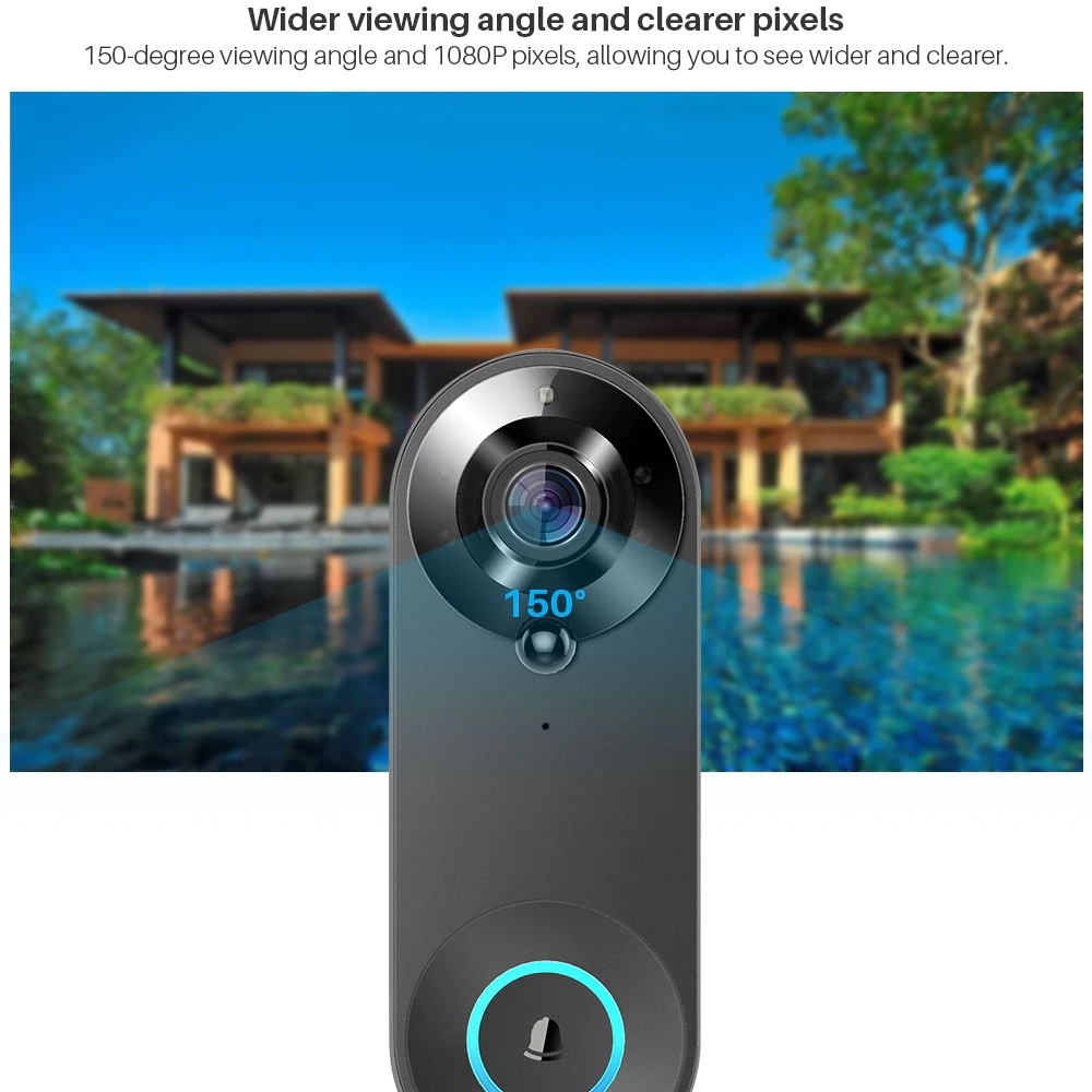Tuya 1080P ワイヤレス WIFI ドアベルビデオイ - Smart Doorbell Wired のレビューと価格