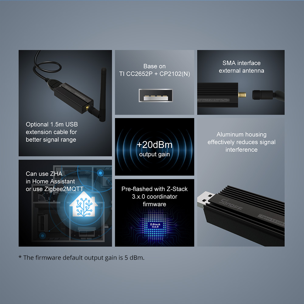 SONOFF Zigbeeゲートウェイ3.0 ZBDongl - Zigbee Coordinator Stick のレビューと価格